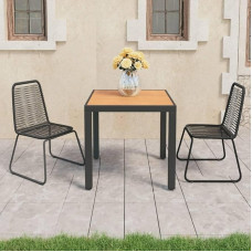 Rantry 3-teiliges Gartenmöbel-Set aus PVC-Rattan, schwarz und braun, Gartenmöbel, Schlafsofa, Wohnzimmer, Couch, Outdoor-Sofa, Wohnzimmer, Terrassenmöbel