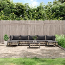 DYRJDJWIDHW Living Room Furniture Set, Couch Sets for Living Room, Sofa Bed, 8 Pieces, Garden Lounge Set with Cushion, Anthracite, Poly Rattan Modular Sofa, Modular Couch, Outdoor Patio Furniture,