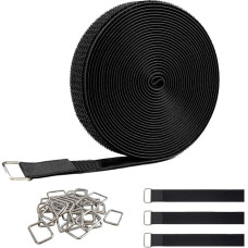 Verstellbare Kabelbinder mit 25 Schnallen, Klettverschlussriemen, freie Schnittlänge, schwarz, wiederverwendbar, für Büro, Zuhause, 26 Stück, 1 Stück