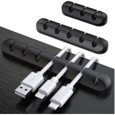 3 Stück Kabelhalter-Clips, 3er-Pack Kabel-Management-Kabel-Organizer-Clips, Silikon-Kleber für USB-Ladekabel, Maus, Draht, PC, Büro, Zuhause (753-Slot, Schwarz)