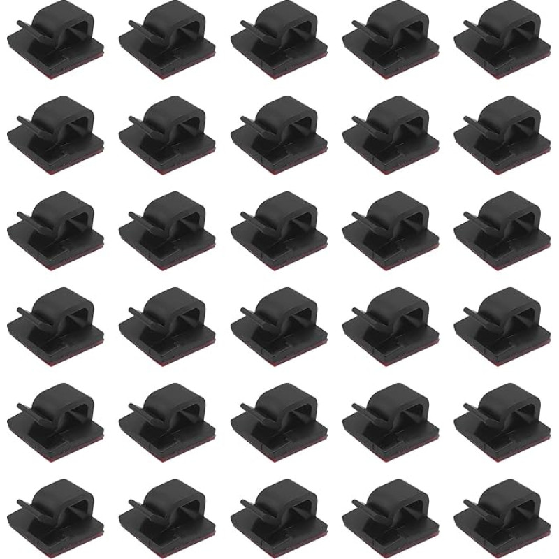 30 kabelių spaustukų pakuotė Lipnūs kabelių spaustukai, organizuojantys kabelių valdymą, skirti stalui, sienai, dirbtuvėms, namams, biurui, lauke, kalėdinėms dekoracijoms, pasakų žibintams Y4-KTYXK (juoda)