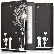 kwmobile Flip Case Compatible with Kobo Aura Edition 2 Case - eReader Case - Dandelion Love White Black