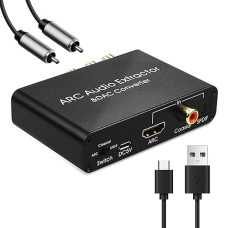 Multifunction Arc Audio Extractor, High Performance Audio Amplifier, Coaxial 3 Input Method Switching Function for Mixing Instrument, CD Player, Clubs/Bars