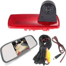 HD Brake Light Camera Set with Rear View Mirror Monitor, Night Vision Reversing Camera Replacement for Opel Vauxhall Vivaro B Combi Box Turbo FWD X82/Renault Trafic III 3 Bus Box EG JG FG 1FL/NV300