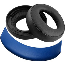 Geekria Ear Pads + Headband Compatible with Sony Playstation Gold Wireless/S4/PS3/PSV Gold Wireless Headphones Ear Pads and Headband Pads/Repair Parts Suit (Black/Blue)