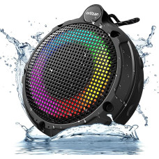 Ortizan Bluetooth Speaker IPX7 Water Protection with LED Lights, Portable Music Box, Small Bluetooth Outdoor Speaker with 8W and 24H Battery, Support for TF Card, FM & Radio