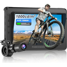 PARKVISION Bicycle Mirror with Anti-Glare Protection, Bicycle Rear View Camera with Real 4.3 Inch AHD 1080P Monitor, 360° Adjustable Rotating Clamp with Excellent Night Vision Bicycle Handlebar Mirror