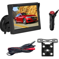 AHD Auto Rückfahrkamera Kit, 5 Zoll AHD IPS Auto Monitor Wasserdicht Nachtsicht 1080P Rückfahrkamera System mit Zigarettenanzünder Einstellbare Parkhilfe-Linie, Einfach zu installieren