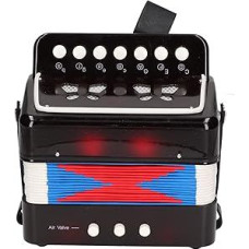 Vaikų akordeonas, ABS plastikas, 7 toniniai mygtukai, akordeono muzikos instrumentas, mokomasis žaislas ansambliui (juodas)