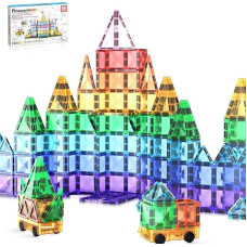 PicassoTiles PTM120 Magnetinės plytelės Statybinės kaladėlės Mini dydžio Diamond serijos magnetiniai žaislai Kelioninio dydžio kelioninio dydžio statybiniai sensoriniai žaislai Dovanos Edukacinis rinkinys STEM mokymosi rinkinys Žaidimų rinkinys 120 detali