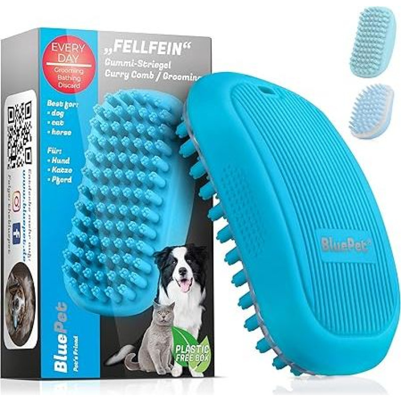 BluePet Bath Brush Rubber Curry Comb for Short Hair Dogs and Cats with Massage Effect I Removes Loose Top Hair, Dust & Dirt I Ideal Bath Curry Comb for Massage Dog Shampoo