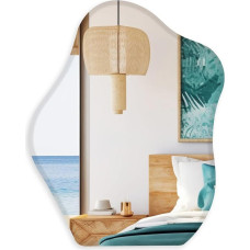 Muzilife Asimetrinis kabantis veidrodis, didelis berėmis sieninis veidrodis su 45 x 56 cm MDF galiniu skydeliu, kosmetinis veidrodis svetainei, miegamajam, vonios kambariui, prieškambariui, įėjimui, idealiai tinka kaip dekoratyvinis