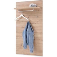 GOMERA Wardrobe Panel in Artisan Oak Look, Modern Parcel Shelf with Reliable Wall Hooks for Jackets and Bags, 78 x 148 x 26 cm (W x H x D)