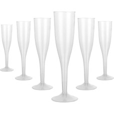 VIDETOL Pack of 90 Transparent Champagne Flutes, 184 ml, Reusable, Cylindrical, Poly Coated, Champagne Flutes, Plastic, Wedding, Birthday