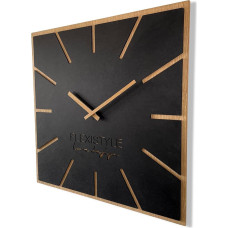 FLEXISTYLE Modernus didelis sieninis laikrodis Kvadratinis medinis tikslus ECO tylus Gyvenamasis kambarys Miegamasis pagamintas ES (juodas, 60 cm)