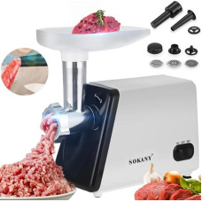 SOKANY SK-312 Electric Meat Mincer 2500 W, 3-in-1 Multi Food Processor, Sausage Filler with 3 Stainless Steel Hole Discs, Sausage Attachment, Pluger, Kebbe Attachment