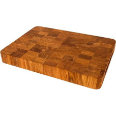 EFO Wooden Chopping Board, 35 x 25 x 4 cm, End Wood Kitchen Board Made of Oak - Knife-Friendly and Durable, Double-Sided Chopping Board with Practical Handles, Large Wooden Board for Kitchen with