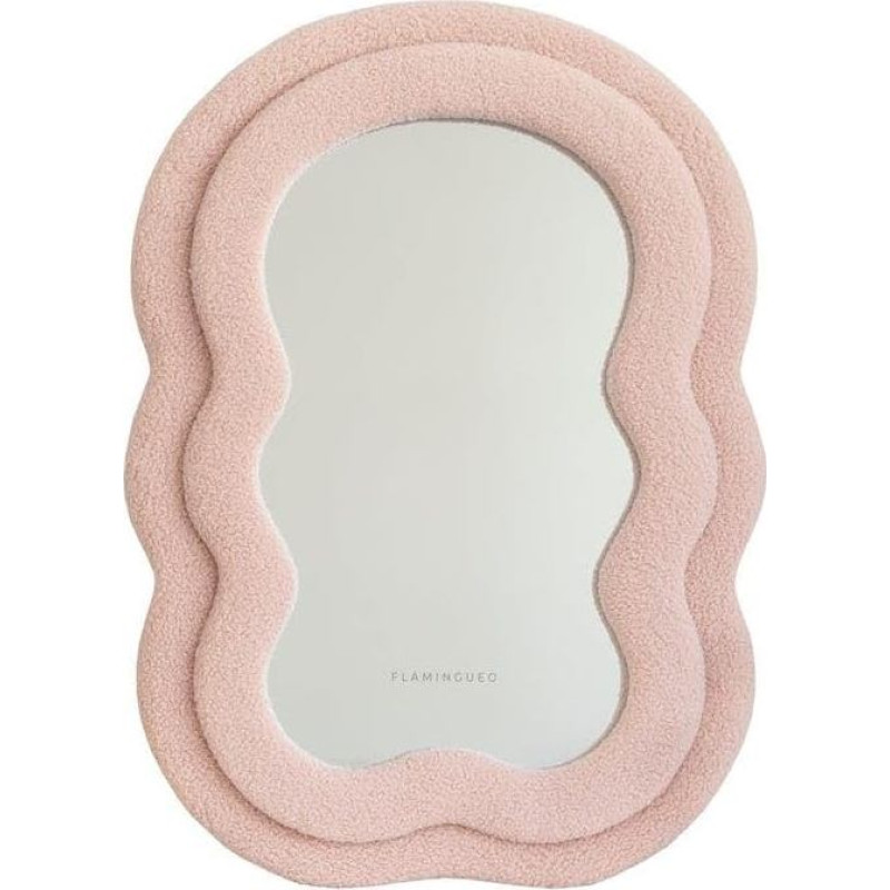Flamingueo asimetriškas sieninis veidrodis, stalo veidrodis, kambario dekoras, mažas sieninis veidrodis, prieškambaris, sieninis veidrodis, asimetriškas veidrodis