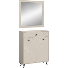 xonox.home Wardrobe Notes Set of 2 Wardrobe Combination Wardrobe Furniture Hallway Furniture Set Hallway System Storage Solution Front Sand Beige Matt MDF Body Sand Beige Melamine