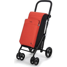 Carlett - Shopping Trolley, Foldable Supermarket Trolley with 4 Rainproof Wheels and a Large Capacity of 25 kg, Main Bag 50 L, Thermal Bag 10 L and Rear Bag - Orange