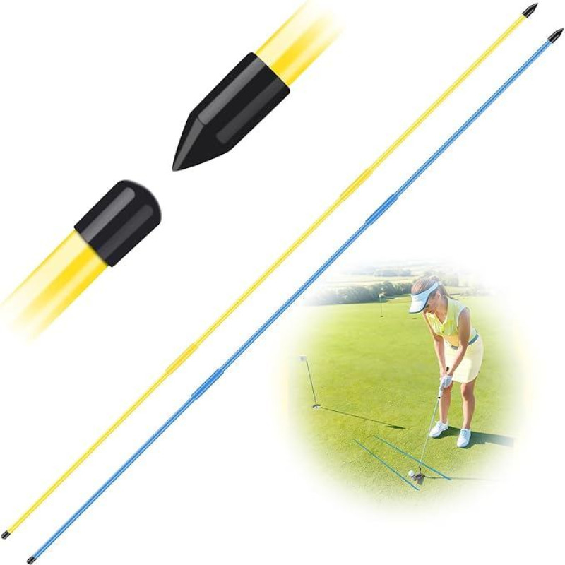 Golfausrichtungsstäbe, Swing-Trainer, 2 Stück, faltbare Übungsstäbe für Zieltrainer, Haltungskorrektur, Putting Full Swing