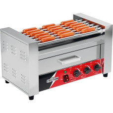 CROSSON 2 in 1 Professional Hot Dog Grill, 7 Rolls Stainless Steel Hot Dog Machine Electric Grill 1350 W with Bread Warmer, Dual Temp Control
