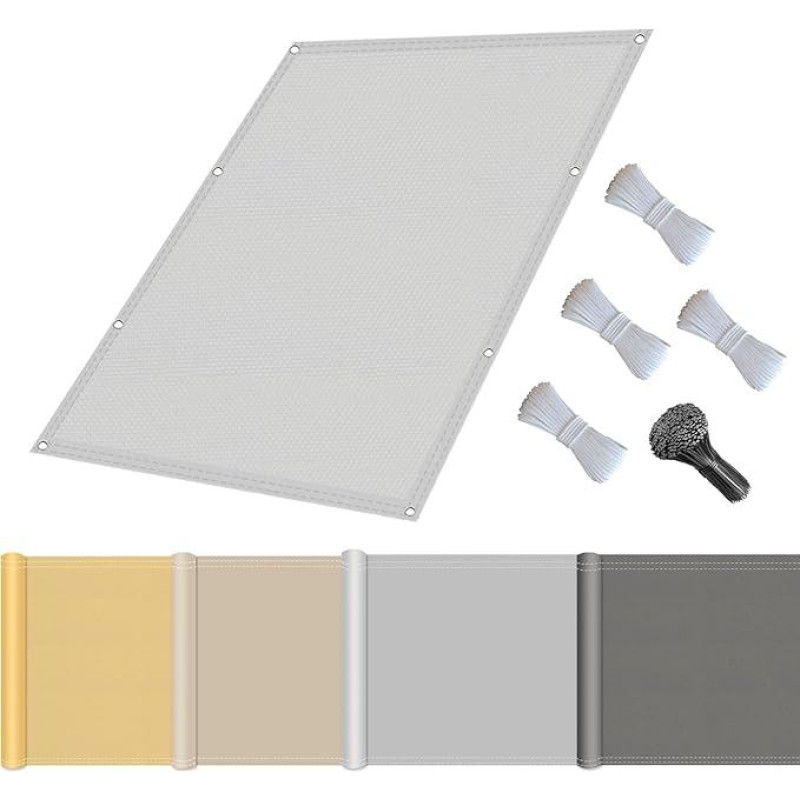 Tentas su tvirtinimo virvėmis, apsauga nuo saulės, atsparus vandeniui, apsauga nuo UV spindulių, apsauga nuo vėjo, tentas, poliesteris, stačiakampio formos, atsparus plyšimui, su kilpomis, skirtas sodui, terasai, balkonui, stovyklavimui, 2 x 4 m, šviesus