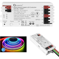 ESP32 WLED LED Strip Controller with Microphone UART Download 5-24V RGB DIY App Control Easy Wiring FCOB Addressable Light Strip for WS2811 WS2812 SK6812 TM1814 WS2813 WS2815 (015WL with