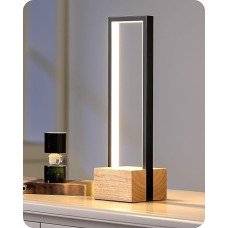 EDISHINE LED Wooden Table Lamp, Touch Dimmable & Memory Function, Bedside Lamp with 3 Colour Temperatures, 350 Lumens, Integrated Modern Table Lamp for Living Room, Office, Gift