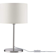 Paulmann Tessa 70923 Table Lamp Round Max. 40 Watt Bedside Lamp Cream Brushed Iron Metal Fabric E14 Bulb Not Included