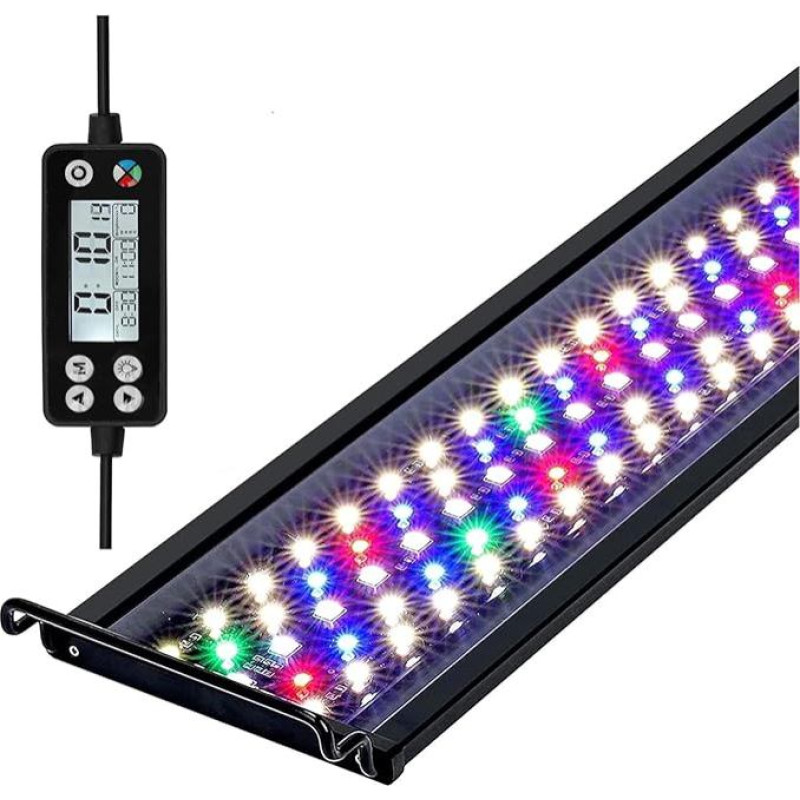 Akvariumo LED apšvietimas, 24/7 režimas, reguliuojamas 36 W 2778 liumenų akvariumo apšvietimas su laikmačiu, skirtas 90 cm akvariumui su reguliuojamu laikikliu