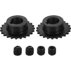 2 Stück #25 Kettenrollenritzel, 17 mm Bohrung, 1/4 Zoll Teilung, 23 Zähne, C45 Kohlenstoffstahl, ANSI #25 Rollenkettenritzel, Keilnut, 5 x 2,3 mm mit Stellschrauben für ISO 04C Kette