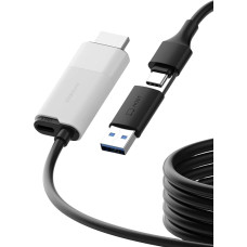 Hagibis Capture Card USB 3.0 with 100 W PD, HDMI to USB A/C Video Capture Cable, 1080P@60fps YUY2/MJPEG MS2130, Game Recorder for Meta Quest 3, Switch, PS5, VR, Streaming & Live Transmission