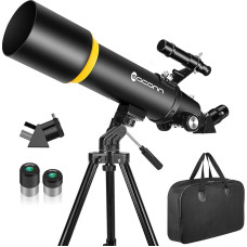 Suaugusiesiems skirtas teleskopas, 90 mm diafragma, 600 mm refraktoriaus teleskopas vaikams ir pradedantiesiems, teleskopai suaugusiesiems, astronomija su rankine ir telefono adapteriu