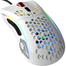 Glorious Gaming Model D- (Minus) Wired Gaming Mouse - superleichtes Wabendesign mit 61 g, RGB-Beleuchtung, ergonomisch, Pixart 3360 Sensor, Omron-Schaltern, PTFE-Füße, 6 Tasten - Glänzend Weiß