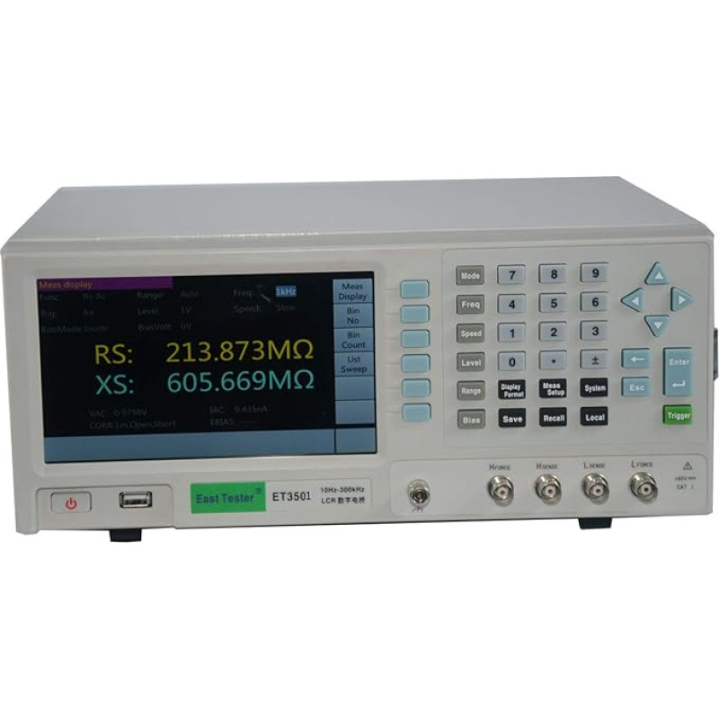 Digitales LCR-Messgerät ET3501 Hochpräzise digitale LCR-Brücke +/- 0,05% Genauigkeit, Messbereich 10 Hz ~ 100 kHz, 6 1/2 stelliges Display, kontinuierlich 200-240 V Kapazitäts-/Widerstandsmessung