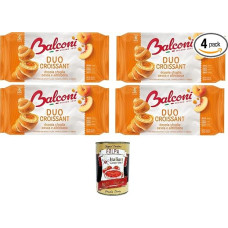 Balconi- Croissant Duo Pesca e Albicocca Double Layer Chocolate Croissant Duo Peach and Apricot 4 x 300 g + Italian Gourmet Polpa 400 g