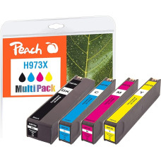 Peach H913/973 Spausdintuvo kasetės XL (BK, C, M, Y) pakeičia HP Nr. 973X, L0S07AE, F6T81AE, F6T82AE, F6T82AE, F6T83AE - suderinamos su naujausia spausdintuvo programine įranga - pvz., HP PageWide Pro 477 dw