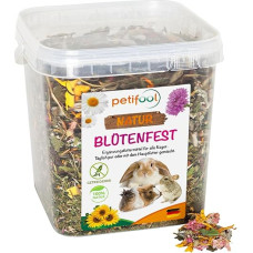 petifool Blütenfest (gėlių šventė), 380 g, papildomas pašaras graužikams, natūralus pašaras triušiams, jūrų kiaulytėms, žiurkėnams, šinšiloms ir kitiems graužikams, be dirbtinių priedų, 100 % natūralus, rūšiai tinkamas pašaras