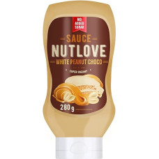 ALLNUTRITION Nutlove White Peanut Choco Sauce - Sugar-free Sweet Syrup for Desserts, Pancakes - Fat-free Creamy Sauce - Low Calorie Sweets - 280 g