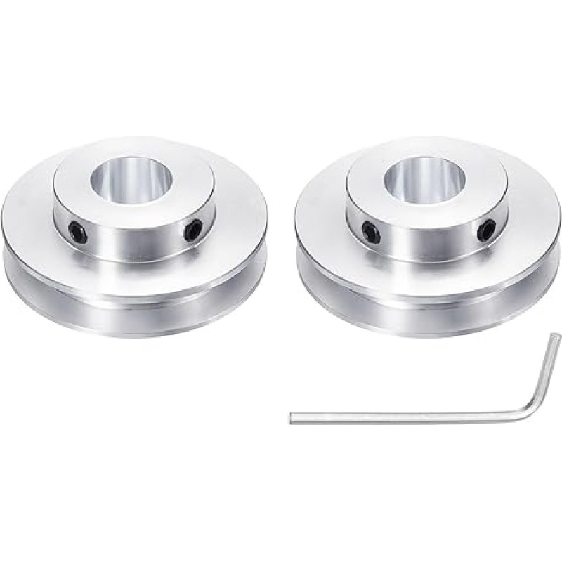 1 x vieno griovelio skriemulys, 15 mm fiksuotas skylė, 50 mm OD aliuminio lydinio mechaninis skriemulys su šešiakampiu raktu 6 mm PU apvaliam diržui
