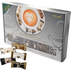 HELLMA Selection – Pack of 200 Chocolate Mix, Individually Wrapped – 5 Varieties – Storage Box – for Hotel, Cafe and Catering