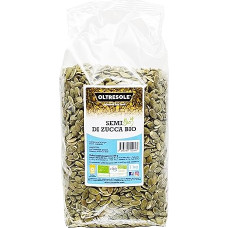 Oltresole, ekologiškos moliūgų sėklos, nuluptos, 1 kg, ekologiškos aliejinės sėklos, žalios, neskrudintos ir nesūdytos, idealiai tinka užkandžiams ar salotoms, ideali pakuotė šeimai