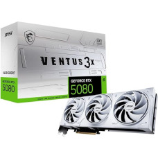 MSI GeForce RTX 5080 16G Ventus 3X OC White — 16GB GDDR7 (30Gbps/256-bit), PCIe 5, Boost: 2640MHz, HDMI 2.1b, DisplayPort 2.1b