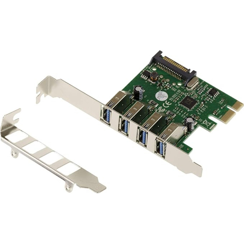 KALEA-INFORMATIQUE PCI Express PCIe-USB 3.0 valdiklio kortelė 4 prievadai USB3A Horizontal su Via VLI VL805 mikroschemų rinkiniu, žemo ir aukšto profilio kampu