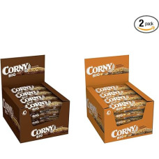 Corny Big Chocolate Cereal Bars, Pack of 24 (24 x 50 g) & Big Peanut Chocolate, Cereal Bars, Pack of 24 (24 x 50 g)
