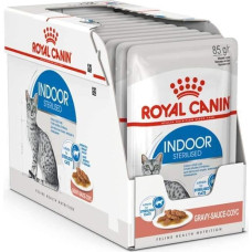 Royal Canin Indoor Sterilised in Sauce | 12 x 85 g | Visavertis maistas suaugusioms katėms, gyvenančioms namuose | Sterilizuotoms katėms | Užkandžiai padaže
