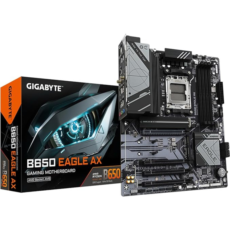 GIGABYTE B650 Eagle AX AM5 LGA 1718 AMD B650 ATX, DDR5 Triple M.2, PCIe 5.0, USB 3.2 Gen2x2 Type-C, AMD Wi-Fi 6E, Realtek GbE LAN
