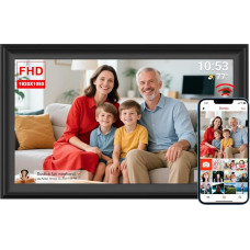 FRAMEO Digital Photo Frame 15.6 Inch WiFi 1920 x 1080 FHD Large 32 GB Smart Digital Picture Frame IPS Touchscreen Auto Rotate Wall Mounted Share Photos/Videos Instantly via Frameo App