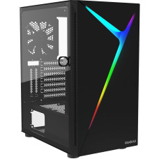 GAMDIAS ARGUS E4 Elite žaidimų kompiuterio korpusas, vidutinio aukščio ATX korpusas, kairės pusės grūdinto stiklo plokštės su atveriamomis durelėmis, 1 įmontuotas 120 mm ARGB ventiliatorius, RGB srautinis apšvietimas, palaiko ATX